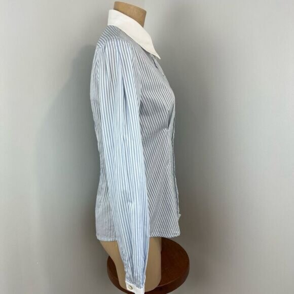 Dolce & Gabbana Women's 44 IT Medium US Blue White Button Up Shirt Top Preppy - Picture 6 of 16